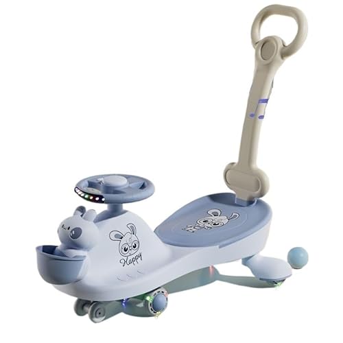 おもちゃ ウイグルカー ウィグルカー 音楽ライト付き スイングカー スイング サイレントフラッシュホイール ツイストターン ウィグルムーブメント ステアリング 対象年齢1歳以上 スイングカー(Blue,With Push handle)