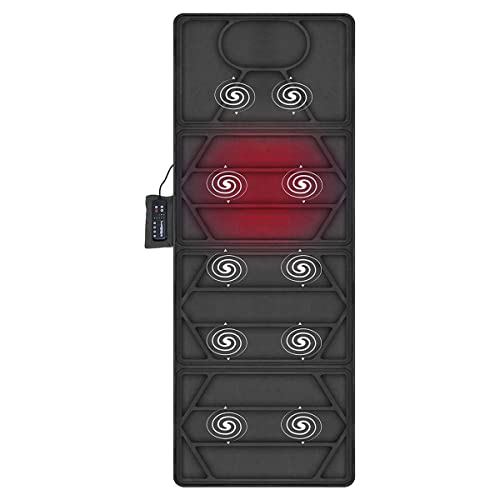 AGARO M6542 Massage Mat with Lukewarm Heat-10 Motors Vibrating Massage Mattress Pad with 2 Heating Pads for Back, Full Body Massager for Neck and Back, Lumbar Calf Muscle Relaxation