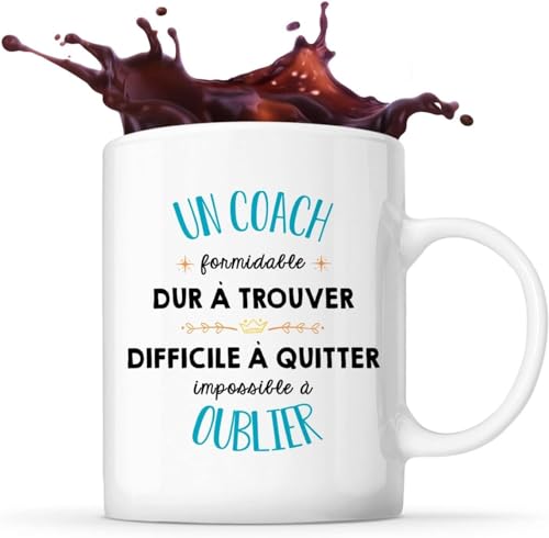 Planetee Mug blanc Un coach formidable – Design dédié aux Coachs – Cadeau personnalisé, utile et plein d’émotion pour entraîneur, mentor ou professeur