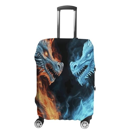 Ice And Fire Dragons Printed Luggage Cover Protector, Fits 18-32 Inch Luggage