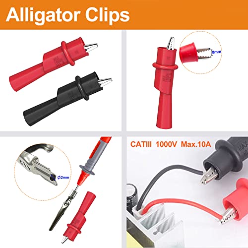Makeronics 12-In-1 Multimeter Test Lead Kit With With Magnet Hanger Kit And Soft Case For Electronic Specialties Automotive Multimeter Voltmeter Clamp Meter | 4 Pcs Non-Destructive Back Probes #TOP5