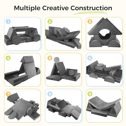 Modular Kids Play Couch 18pcs Toddler Floor Sofa, Sectional Couch for Children Bedroom and Playroom Furniture for Playing, Creativing, Convertible Foam and Floor Cushion for Boys and Girls