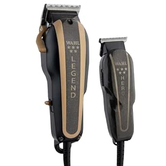 Wahl Professional 5-Star Barber Combo, Corded Legend Clipper & Hero T-Blade Trimmer Set, Black/Gold Finish