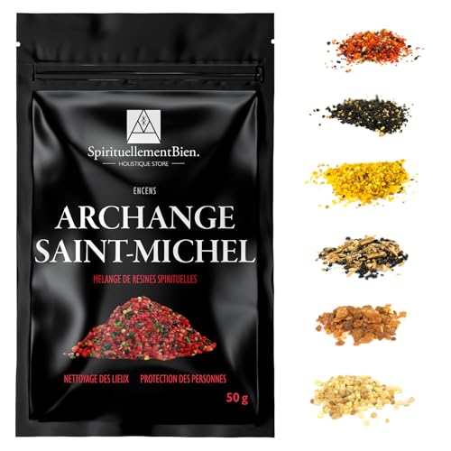 Encens Archanges St Michel résine Sacré & Authentique en Grain 50gr pour Fumigation Brule Parfum ou Encensoir Nettoyage des Mieux, Protection des Personnes -...