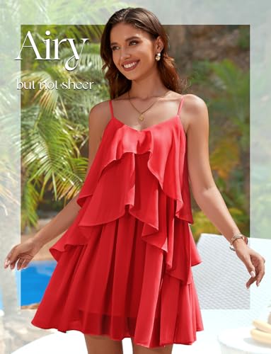 Image of DRESSTELLS Women's Cocktail Ruffle Tiered Dresses, Formal Wedding Guest Graduation Party Mini Dress