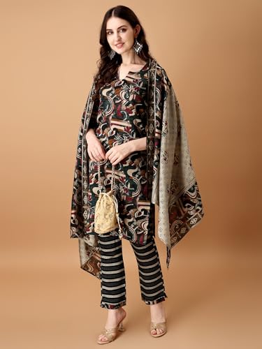 Kurta ensemble fluide coton anti-froissement pantalon vert S - 3