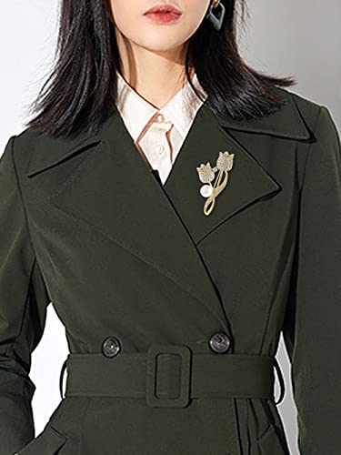 Elegant Flower Brooch Pins For Women Girls,Scarf Shawl Costume Safe Pins Clip For Wedding Party Prom Jewelry Gifts（Gold Tulip） #TOP1