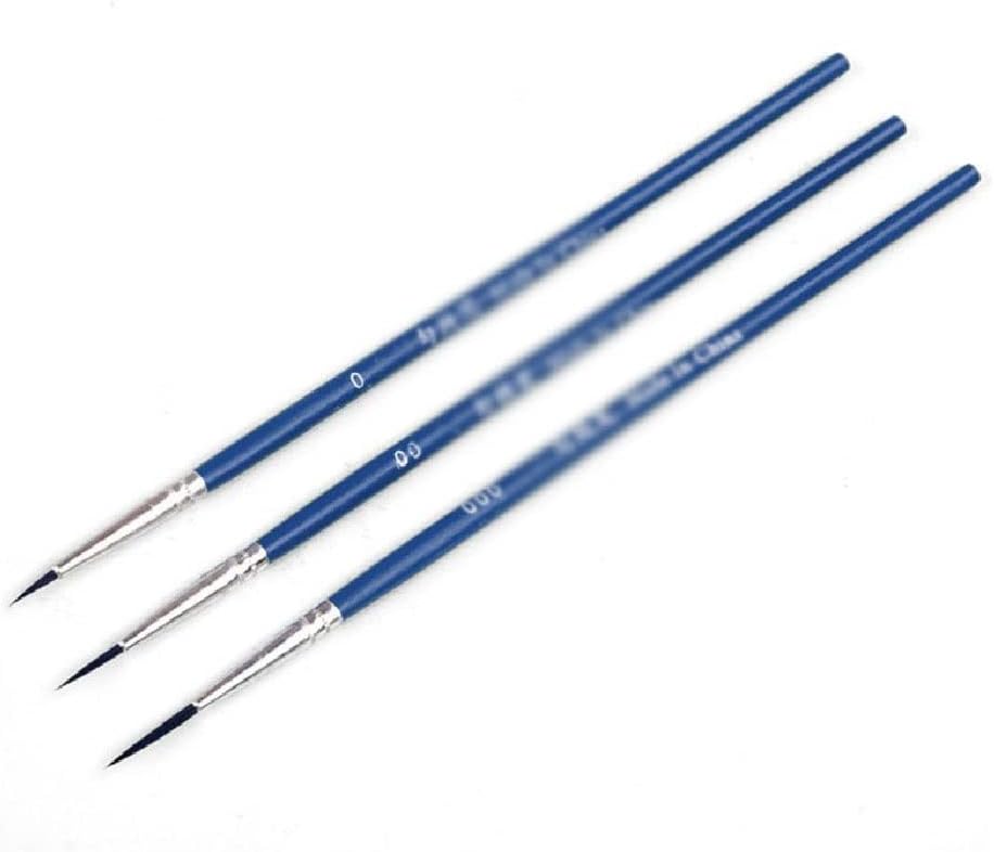 3 Nylon Brush Hook Cable Professional Pointed Brush for Acrylic Water Color Painting(Golden)