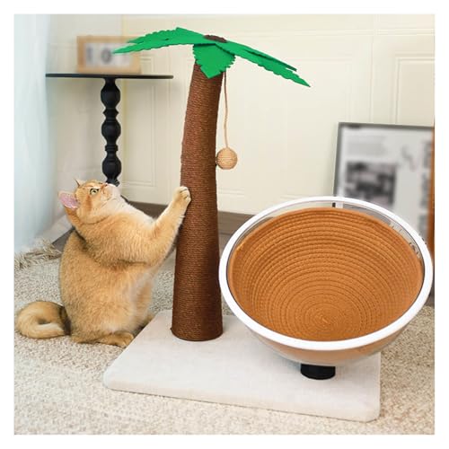 爪とぎ 猫 カスが出ない 可愛いヤシの木 お、天然サイザル麻 ねこ 爪研ぎ 高さ62cm ボール付き ねこ 爪研ぎ 広い土台 安定、組み立て簡単 運動不足 ストレス解消 置き型 省スペース