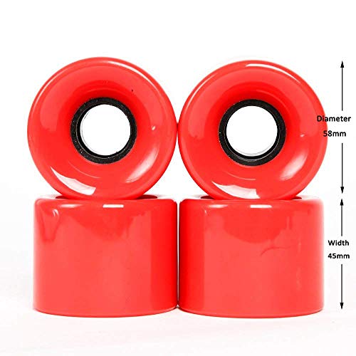 Freedare 58Mm Skateboard Wheels 82A + Abec-7 Bearing Steel And Spacers Cruiser Wheels (Red, Pack Of 4) #TOP2