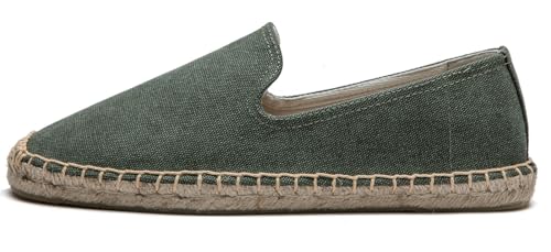 Image of Men's Classic Suede Canvas Round Cap Toe Espadrilles Loafers Pure Color Slip On Comfortable Flats Shoes
