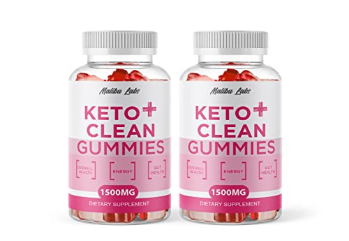 Malibu Labs Keto + Clean Gummies Apple Cider Vinegar ACV, New Strong Time Released Formula, 1500mg Once a Day, Ketogenic Support Ketosis Supplement Shark Gummy, (2 Pack) 60 Day Supply Tank
