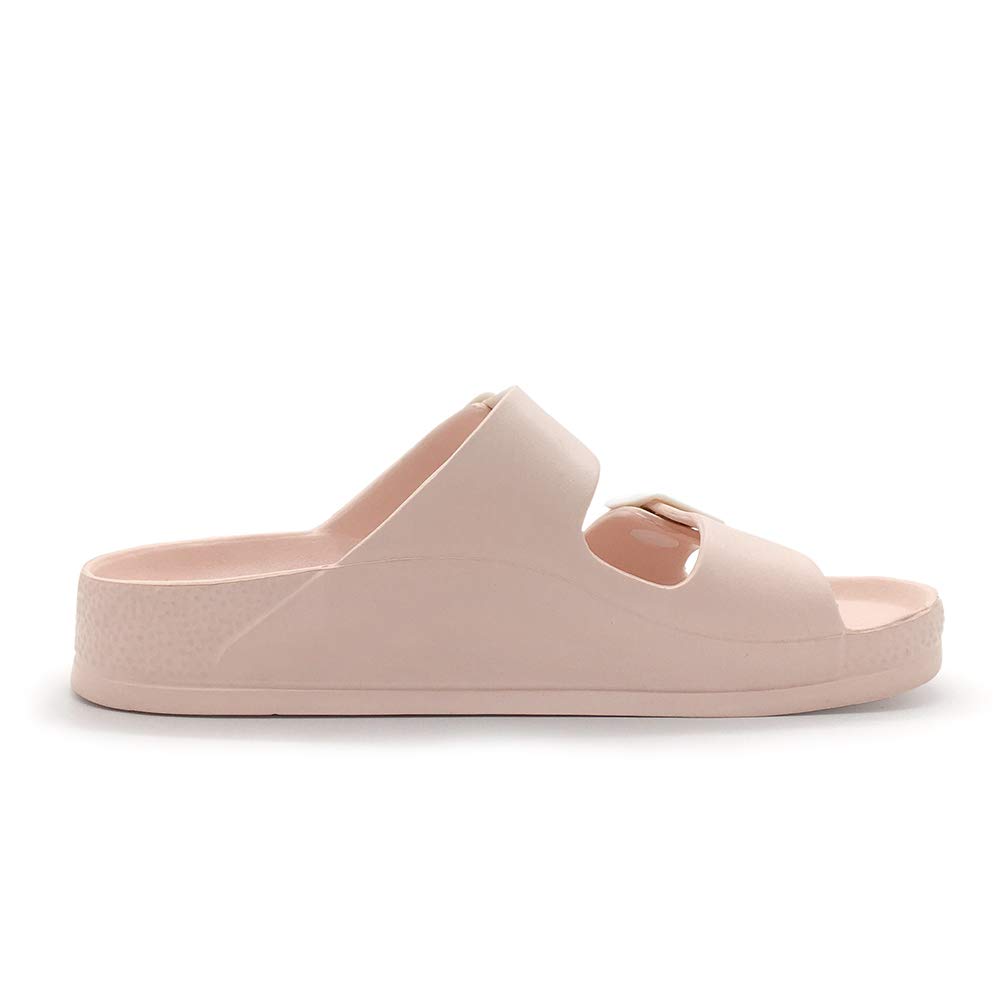 Luffymomo Adjustable Slip on Eva Double Buckle Slides Comfort Footbed Thong Sandals for Womens