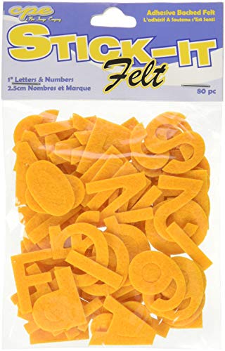 The New Image Group Stick It Felt, 1-Inch Numbers & Letters, Gold, 80-Pack