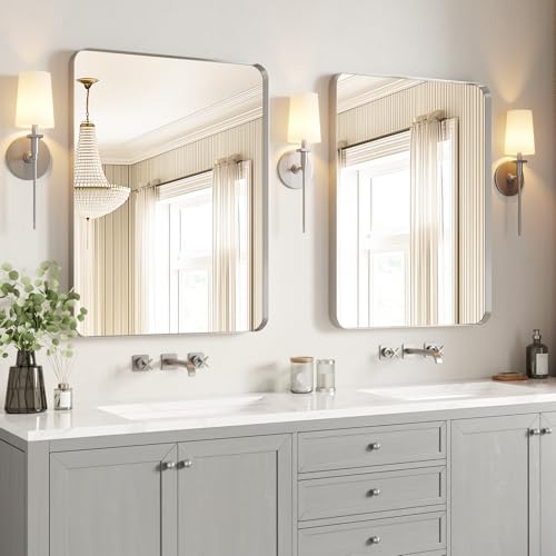 USHOWER Brushed Nickel Bathroom Mirrors 24