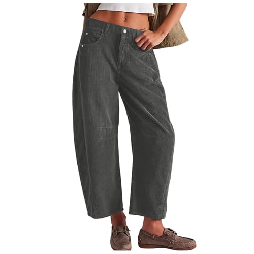 Pantalon en velours côtelé femme avec poches pratiques et taille élastique