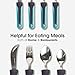 BUNMO Adaptive Utensils for Elderly, Arthritis, Weak Hand Grip, Tremors & Handicapped - Convenient Travel Pouch - 3.35oz Lightweight - Stainless Steel - Eat Independently - Adaptive Blue 4 Piece Set