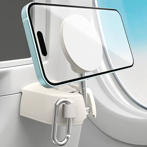 Image of iOttie Treker Travel Essentials Magnetic Airplane Phone Holder with 360° Rotation Swivel Head and Magnetic Ring Adapter for Universal Compatibility with MagSafe, Qi2, iPhone, and Android Smartphones.