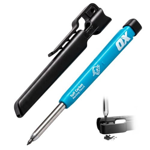 OX Tools Carpenter Pencils Mechanical Set Heavy Duty Construction Pencil with 2.8mm Lead Belt Clip Sharpener & Holder Precision Mechanical Carpenter Pencil - Woodworking Pencils