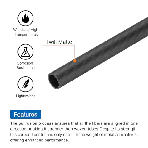 QUARKZMAN 4Stk Kohlefaser Rohr 10 x 12 x 300mm Matte Oberfläche Stange 3k Rolle Umwickelt Reines Kohlefaser Rund Rohr für Rc Flugzeug Multikopter