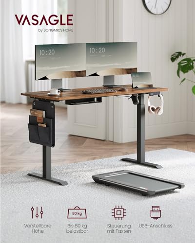 VASAGLE Höhenverstellbarer Schreibtisch elektrisch, 140 x 60 cm – Ansicht 2