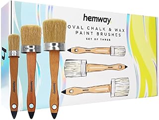 Hemway Premium Oval Chalk & Wax Paint Brushes for Smooth Easy Furniture Painting, Detailing, Upcycling, Shabby Chic, Home Décor, Chalk Based Paints, Waxing Interior, Exterior, Wood (Set of 3)