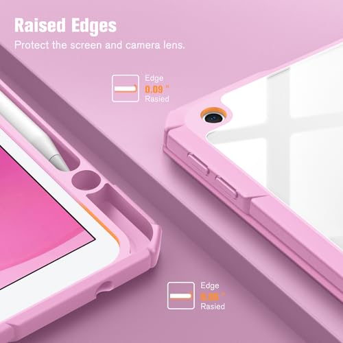 Image of Fintie Hybrid Slim Case for iPad 9th / 8th / 7th Generation (2021 /2020 / 2019) 10.2 Inch - [Built-in Pencil Holder] Shockproof Cover with Clear Transparent Back Shell, Lilac Pink