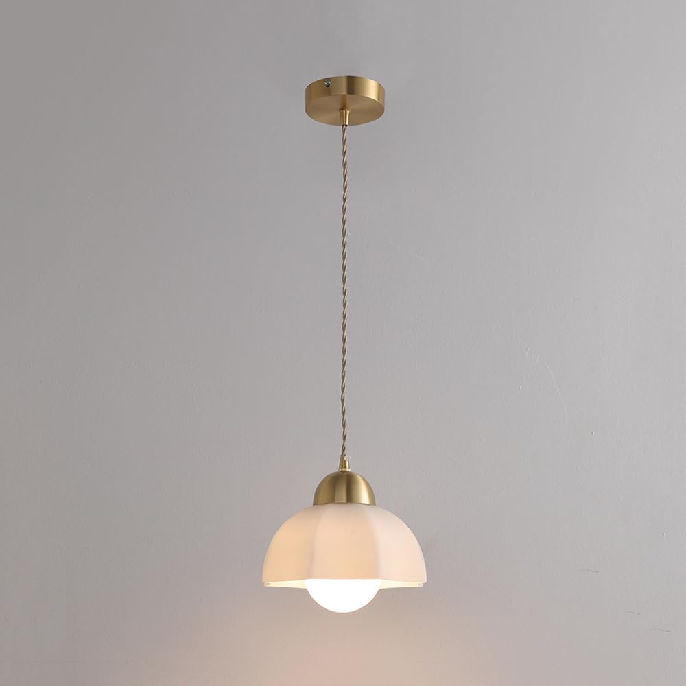GHBSDNEPP Chandeliers, High-End Modern White Glass Ceiling Light, 20cm Diameter x 9cm Height, Indoor, Semi Flush Mount, Incandescent, Warm White