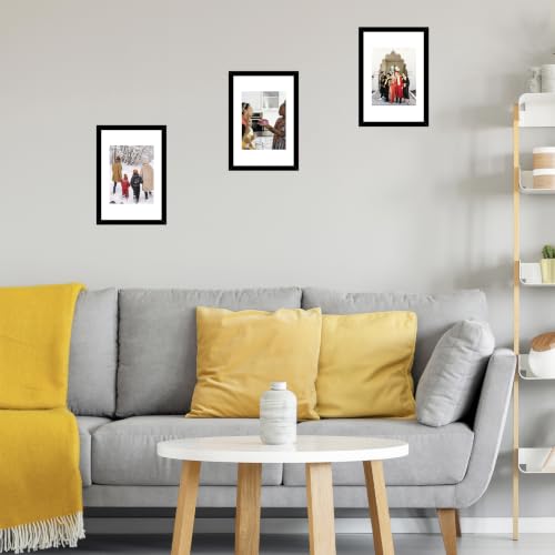 Image of JCJMY 8x12 Picture Frame Set of 2 with 6x8 Mat, Black 8 x 12 Photo Frames with Shatter Resistant Plexiglass, Display 6 x 8 with Mat or 8 by 12 Without Mat, Sturdy Wall or Tabletop Frame, 2 Pack