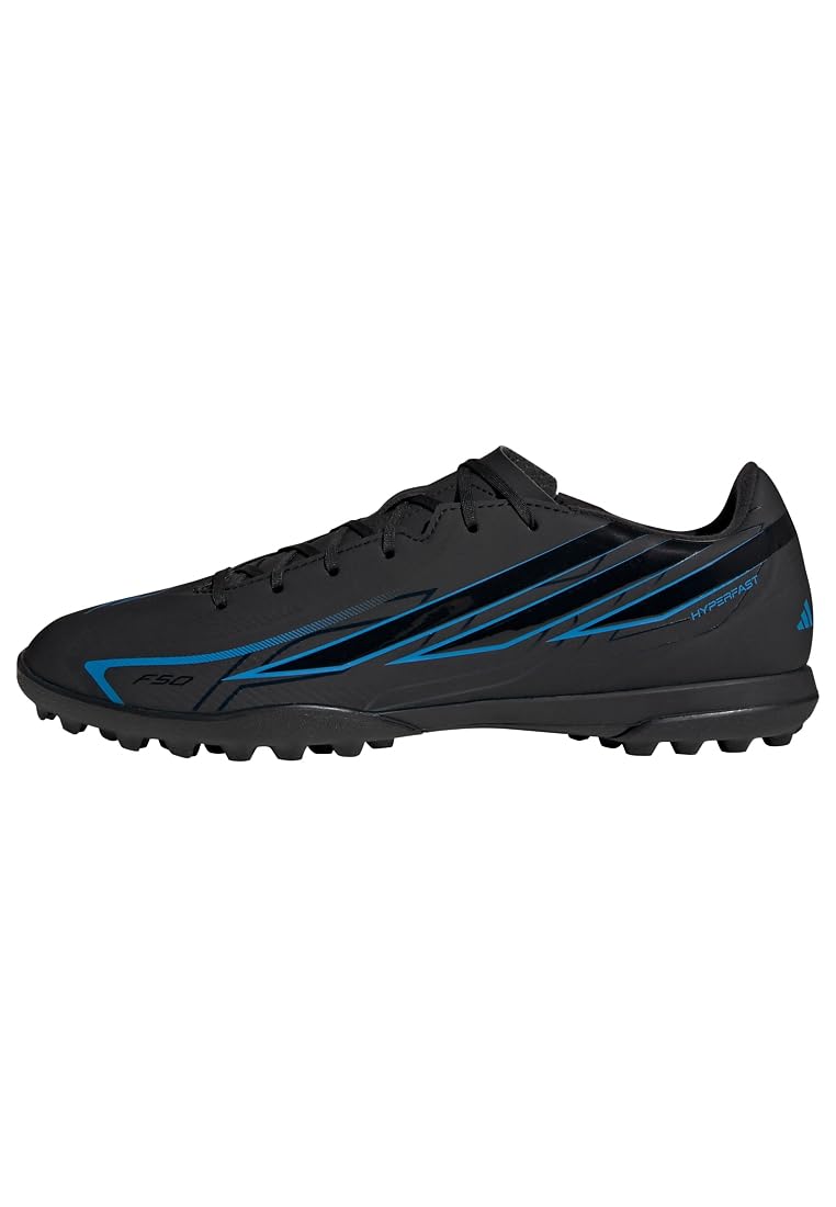 adidas Unisex F50 Hyperfast Club Turf Football Shoes, core Black/core Black/Lucid Ray Blue, 12.5 UK