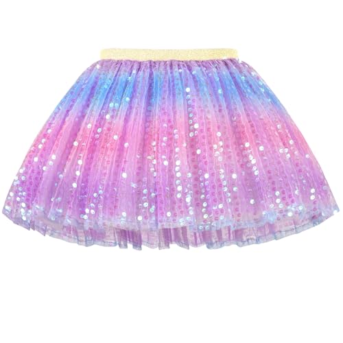 Image of KEREDA Toddler Girls Layered Tutu Skirt Sparkling Sequin Tulle Dance Skirts