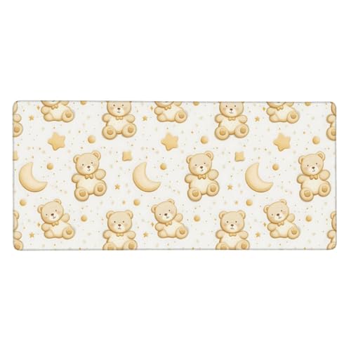 Tapis de souris en caoutchouc imprimé ours et bords cousus durables