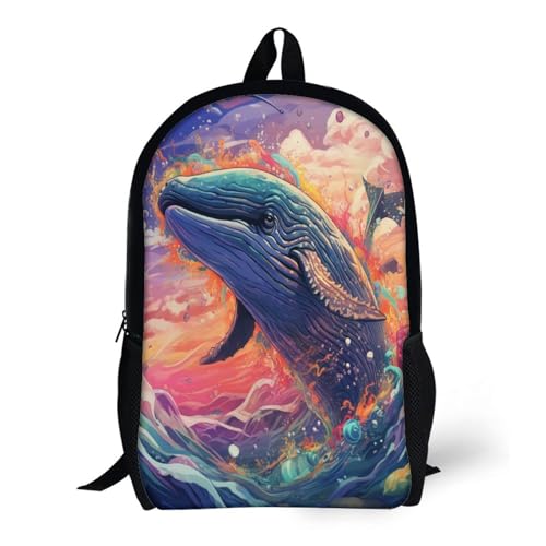 Sac à dos d'école Whale 17 pouces pour primaire et randonnée enfant léger