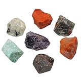 7Pcs Energy Crystals for Health Chakra Balancing Crystal Raw Crystals Set of Moonstone,Garnet,Red Jasper,Amazonite,Africa Bloodstone,Amethyst(Crystals for Health)