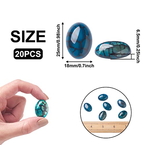 Fashewelry 20Pcs Natural Oval Dragon Veins Agate Flat Back Gemstone Cabochons 25X18Mm Healing Chakra Crystal Stone Bead Cab Covers No Hole For Jewelry Craft Making (Marine Blue) #TOP2