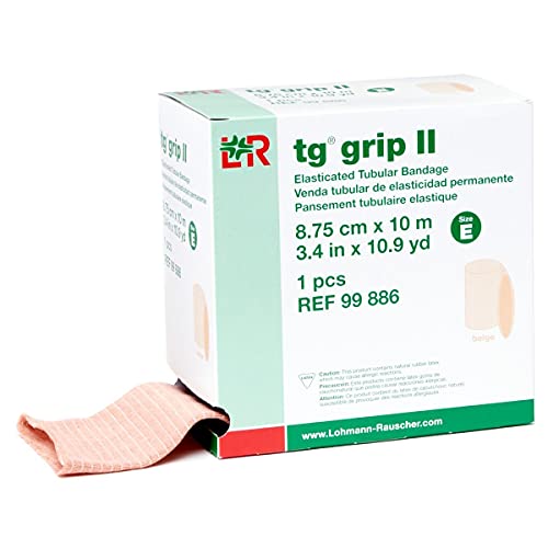 Lohmann & Rauscher Lohmann&Rauscher tg grip II Elasticated Tubular Compression Bandage, Seamless Tube Stockinette Wrap for Retention, Lymphedema, & Swelling, Beige, Size E