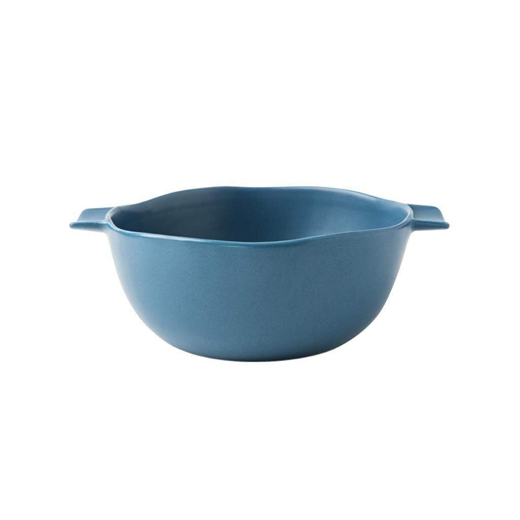 WOTZOV Dishware Japanese Ceramic Bowl,Household Binaural Large Ceramic Tableware Set Soup Pot Porcelain Bowl Bowl Commercial Noodle Bowl，E