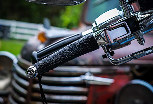 The Dirty Gringo Premium Python Black Leather Motorcycle Compatible with Harley Davidson Stock Grips