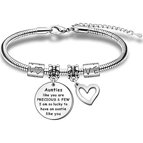 HULALA Charm Appreciation Auntie Bracelets For Women Aunt Jewellery Gifts For Birthday Christmas From Niece Nephew - Aunties Like You Are Precious And Few I Am So Lucky To Have An Auntie Like You Cover