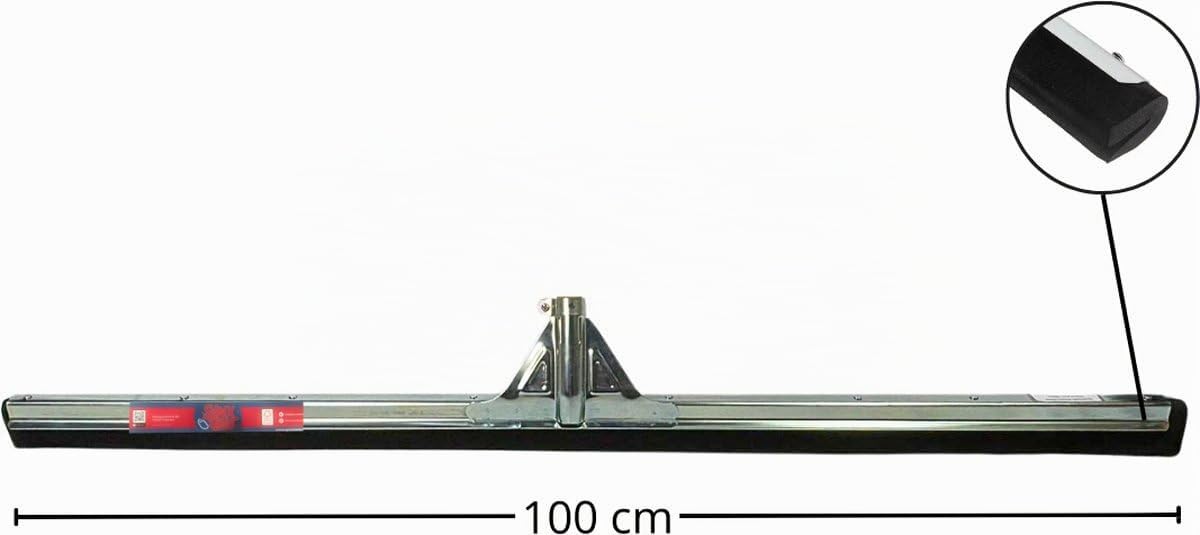 100 cm Bodenabzieher mit 150 cm Stiel, Wasserschieber mit Gummilippe, Wasserabzieher Boden mit Stiel für Terrasse, Garage, Bad und Fliesen, robuster Gummischieber für Innen und Außenbereich