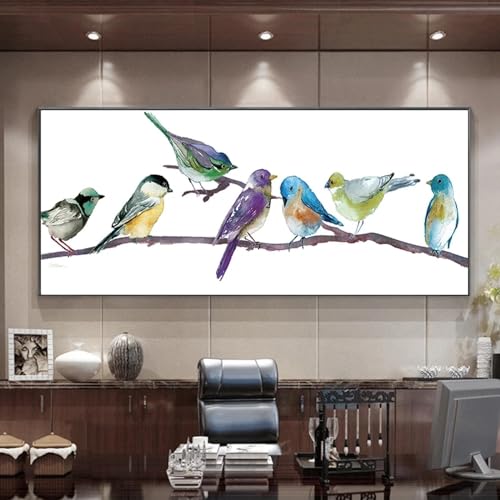 Peinture sur toile abstraite oiseau moineau pour grand mur vide