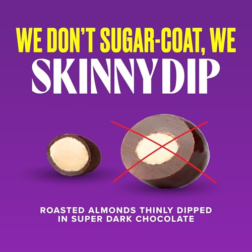 Image of SkinnyDipped Super Dark Chocolate + Sea Salt Almonds, Vegan, Healthy Snack, Plant Protein, Gluten Free, 3.5 oz Resealable Bags, Pack of 5
