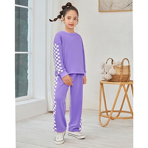 Jxstar Girls Checkerboard Sweatshirt Sweatpants Pullover Tracksuit Clothes Set4