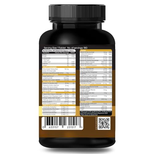 Image of Multivitamin with Probiotics and Ginseng for Men and Women | Supports Energy, Immunity and Digestion | 100% Vegetarian Probiotic Supplement | 60 Tablets