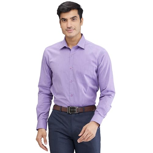 Image of Park Avenue Men Slim Fit Structure Pattern Pure Cotton Semi Cutaway Collar Full Sleeve Formal Shirt