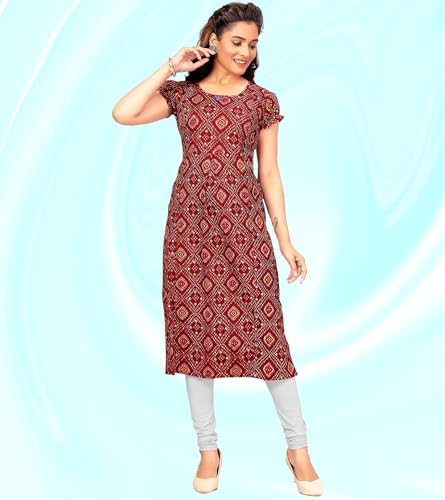 Image of RITIJYA Maternitywear Poly Viscose Straight Feeding Kurtis for Women with Zip | Maternity Dress for Nursing & Pregnancy (9091 38,Jazzy Maroon)