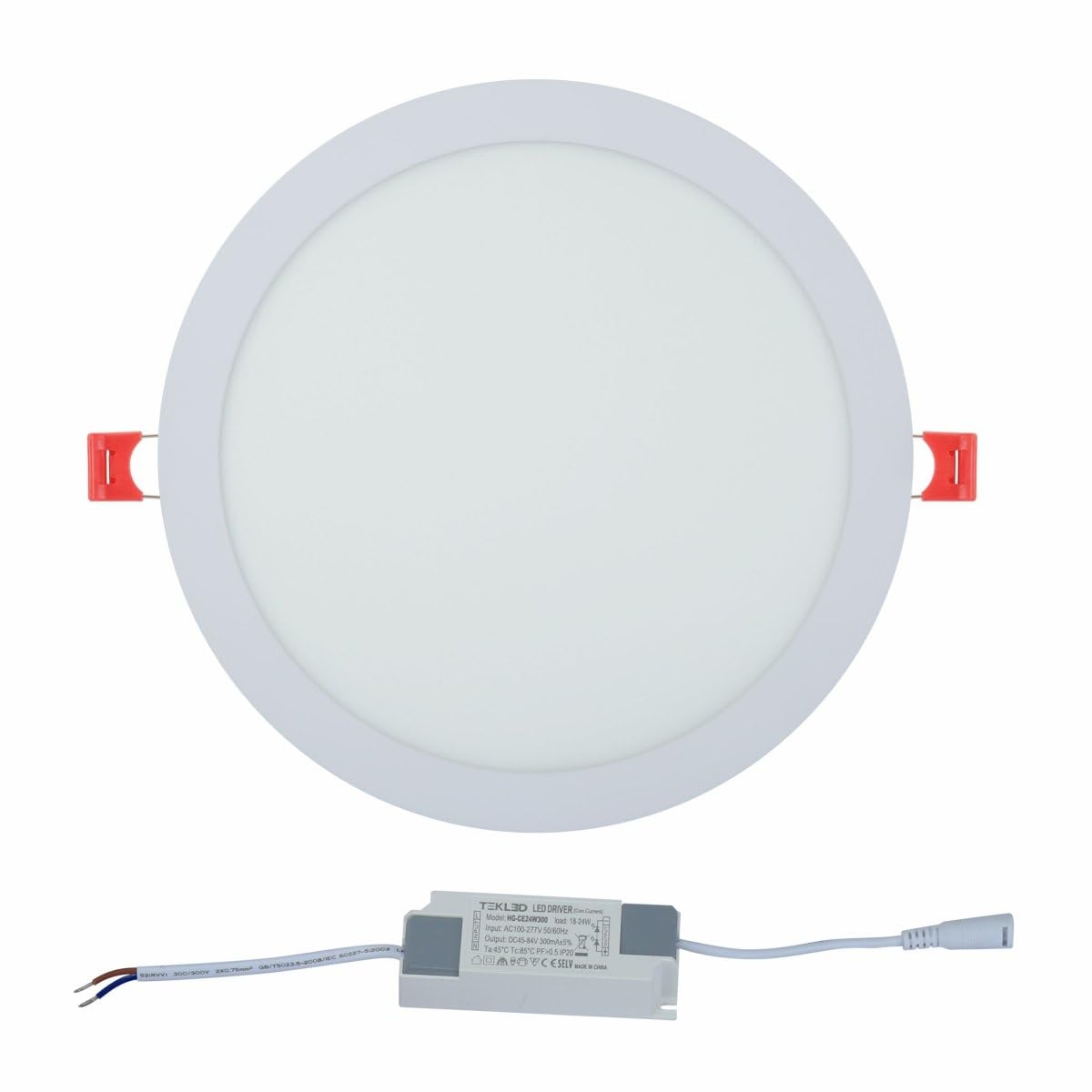 Tekled 3000K Warm White Led Round Recessed Ceiling Light | Flat Panel Ultra Slim 300Mm Downlight | 24W 2600Lm | For Home Kitchen Office Shop Industrial Use
