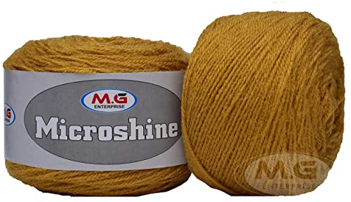 Image of M.G Microshine Mustard (400 gm) Wool Hank Hand Knitting Wool /Art Craft Soft Fingering Crochet Hook Yarn, Needle Knitting Yarn Thread dye L X HB
