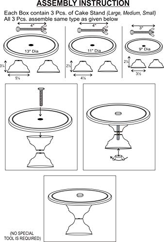 Giftbay Creations - Cake Stand Pedestal Round Strong Metal Set/3 (9-Inch, 11-Inch, 13-Inch, Stainless Steel) #TOP6