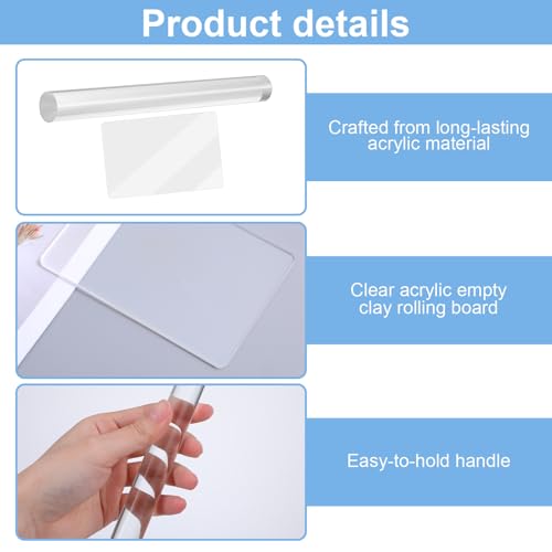 DOPENSPI 2-teiliges Acryl Ton Nudelmatten Set, transparente Polymer Tonwerkzeuge zum Modellieren, Formen und Basteln